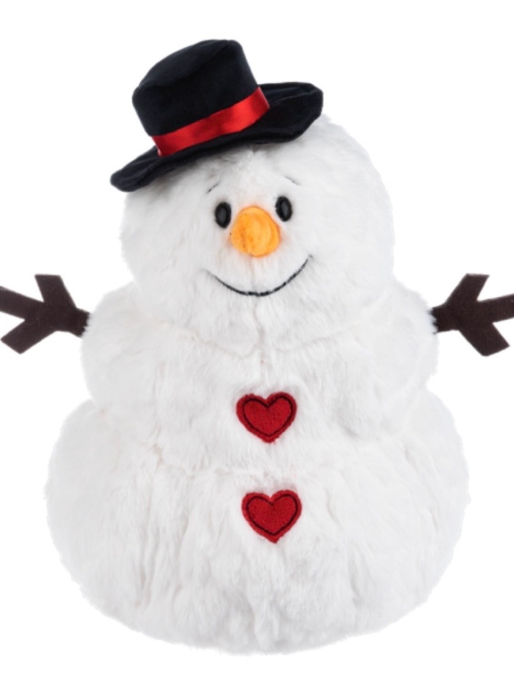 GANZ White Snowman Plush with Black Hat and Red Hearts